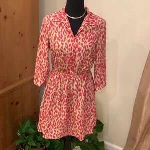🌹BeBop • Coral Cream & Pink Animal Print Lightweight Patterned Mini Dress